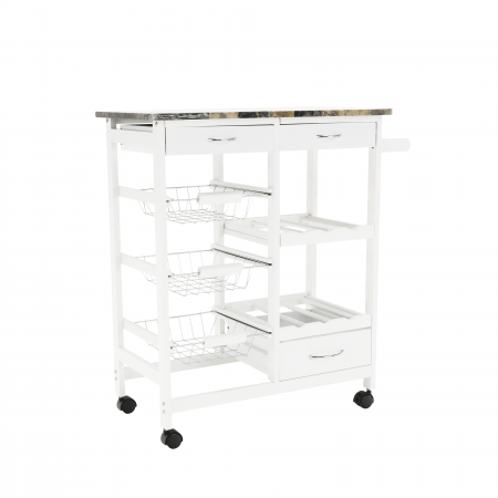 Cărucior de servire, alb / marmură, SEMIR [7]