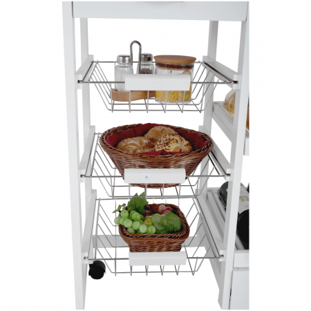 Cărucior de servire, alb / marmură, SEMIR [4]