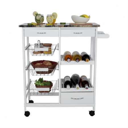 Cărucior de servire, alb / marmură, SEMIR [1]