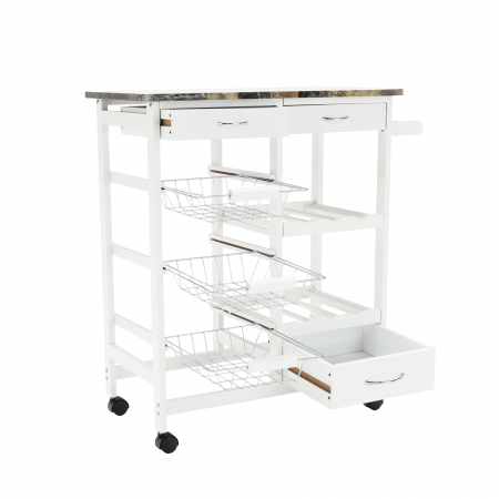 Cărucior de servire, alb / marmură, SEMIR [14]