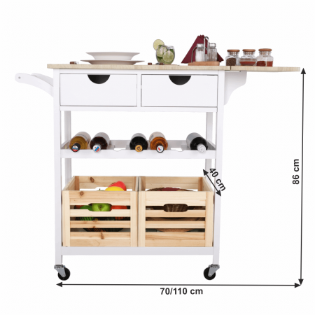 Cărucior de servire, alb / natural, PASSAT [15]