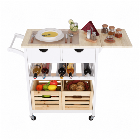 Cărucior de servire, alb / natural, PASSAT [16]