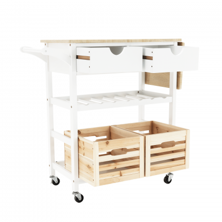 Cărucior de servire, alb / natural, PASSAT [20]