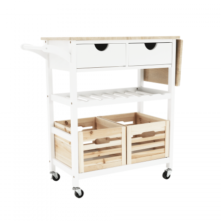 Cărucior de servire, alb / natural, PASSAT [2]