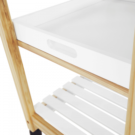 Carucior de servire, alb / natural, RAPID [6]