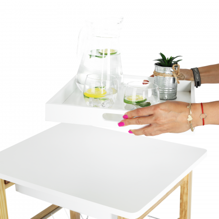 Carucior de servire, alb / natural, RAPID [10]