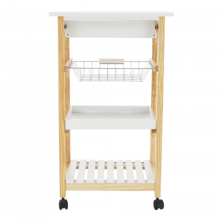 Carucior de servire, alb / natural, RAPID [4]