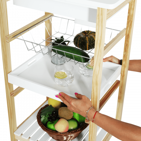 Carucior de servire, alb / natural, RAPID [9]