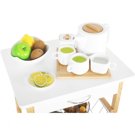 Carucior de servire, alb / natural, RAPID [11]