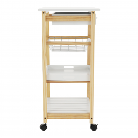 Carucior de servire, alb / natural, RAPID [3]