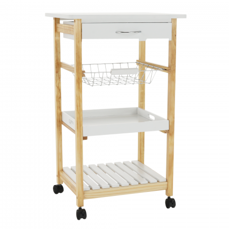 Carucior de servire, alb / natural, RAPID [8]