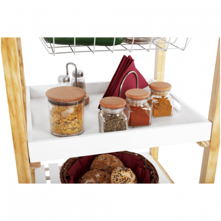 Carucior de servire, alb / natural, RAPID [13]