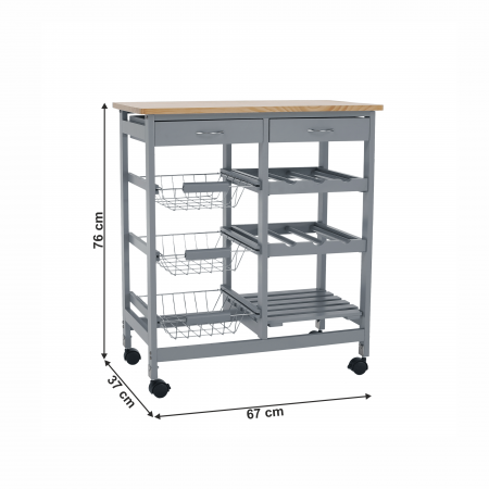 Cărucior de servire, gri/ natural, BARABE [1]