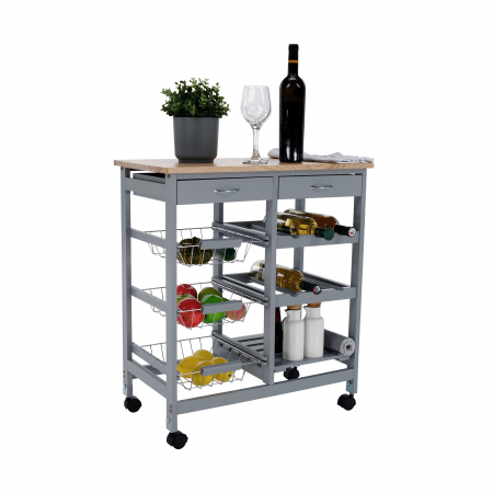 Cărucior de servire, gri/ natural, BARABE [10]