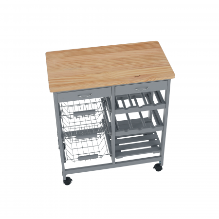 Cărucior de servire, gri/ natural, BARABE [8]