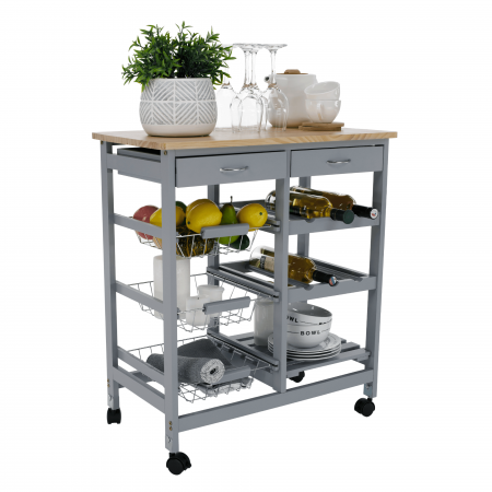 Cărucior de servire, gri/ natural, BARABE [9]