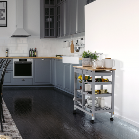 Cărucior de servire, gri/ natural, BARABE [16]