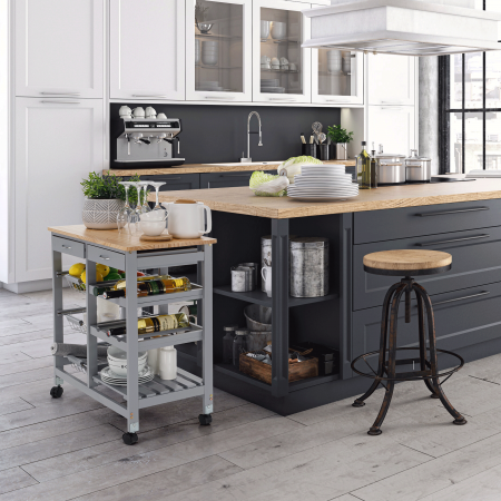 Cărucior de servire, gri/ natural, BARABE [17]