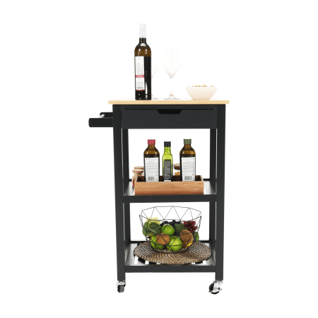 Cărucior de servire, natural/negru, ARETE [2]