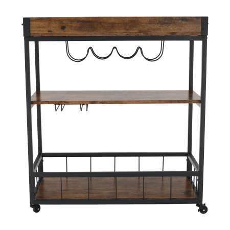 Cărucior de servire, stejar smoke / negru, SILVIUS [5]