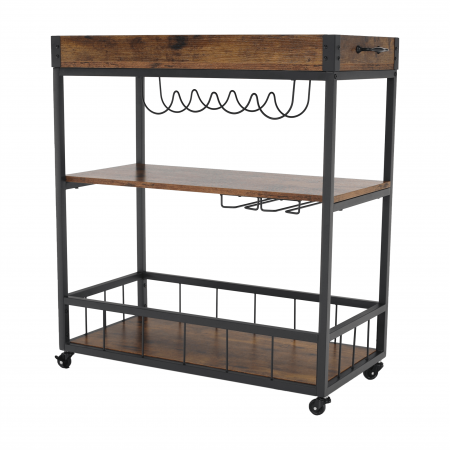 Cărucior de servire, stejar smoke / negru, SILVIUS [4]