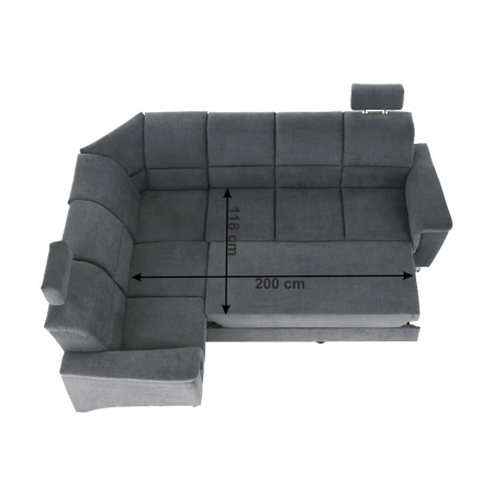 Colţar extensibil, material textil gri, model stânga, SANTIAGO [21]