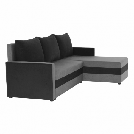 Coltar extensibil modern, cu spatiu depozitare, universal, stanga-dreapta, stofa gri/negru, 219x139 cm, Bortis Impex [7]