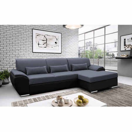 Colţar extensibil, negru/gri închis, model dreapta, EMILY [4]