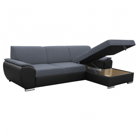 Colţar extensibil, negru/gri închis, model dreapta, EMILY [2]