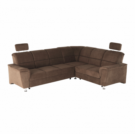 Coltare/canapele in L - Colţar extensibil, textil maro, dreapta,, SANTIAGO
