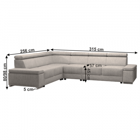 Colţar, gri bej Taupe, model stânga, BOBY [2]