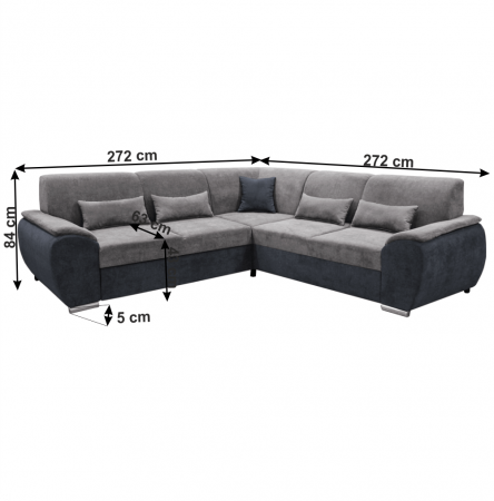 Colţar, gri închis/gri, model stânga, EMILY [5]