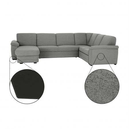 Colţar în formă de U, material textil gri, model stânga, BITER U [3]
