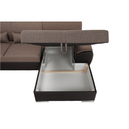 Colţar în formă de U, material textil maro/piele ecologică maro, dreapta, EMILY U [11]