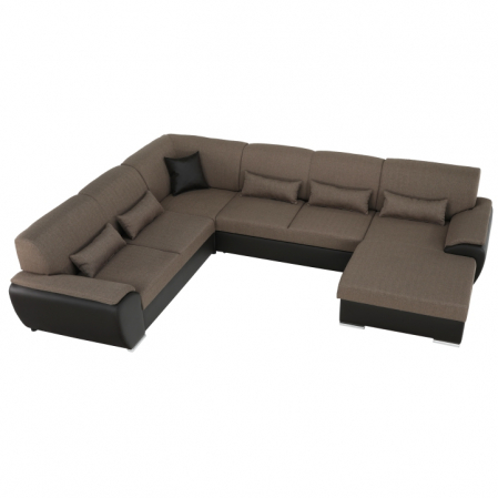 Colţar în formă de U, material textil maro/piele ecologică maro, dreapta, EMILY U [17]