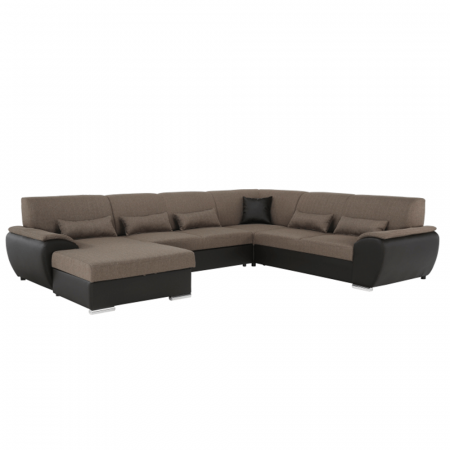 Toate Produsele - Colţar în formă de U, material textil maro/piele ecologică maro, stânga, EMILY U