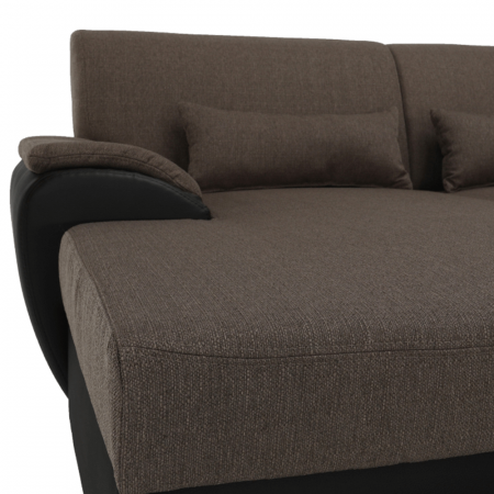 Colţar în formă de U, material textil maro/piele ecologică maro, stânga, EMILY U [19]