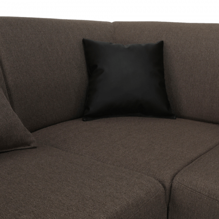 Colţar în formă de U, material textil maro/piele ecologică maro, stânga, EMILY U [20]