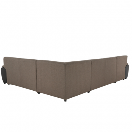 Colţar în formă de U, material textil maro/piele ecologică maro, stânga, EMILY U [23]