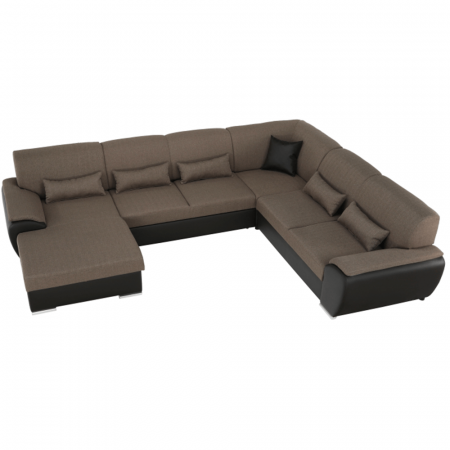 Colţar în formă de U, material textil maro/piele ecologică maro, stânga, EMILY U [22]