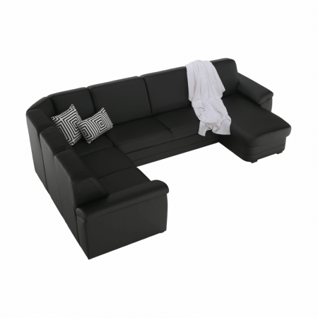 Colţar în formă de U, piele ecologică neagră, model dreapta, BITER U [17]
