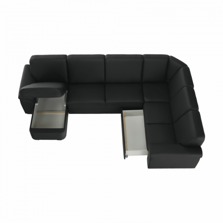 Colţar în formă de U, piele ecologică neagră, model stânga, BITER U [7]
