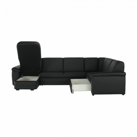 Colţar în formă de U, piele ecologică neagră, model stânga, BITER U [5]