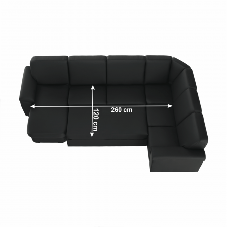 Colţar în formă de U, piele ecologică neagră, model stânga, BITER U [2]