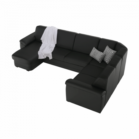 Colţar în formă de U, piele ecologică neagră, model stânga, BITER U [4]