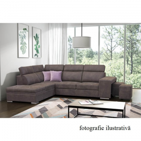Colţar, material maro/violet deschis, stânga, LANZA [1]