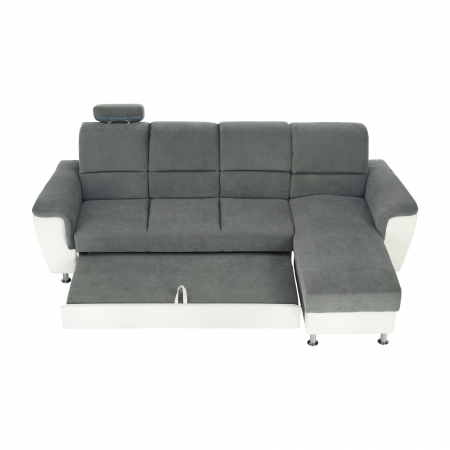 Colţar mic, piele ecologică alb/material textil gri, model dreapta, SANTIAGO COLŢAR MIC [13]