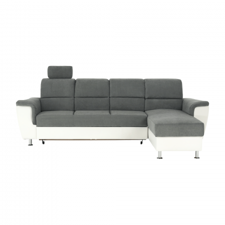 Colţar mic, piele ecologică alb/material textil gri, model dreapta, SANTIAGO COLŢAR MIC [7]