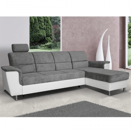 Colţar mic, piele ecologică alb/material textil gri, model dreapta, SANTIAGO COLŢAR MIC [2]