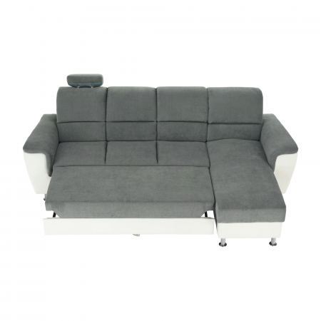 Colţar mic, piele ecologică alb/material textil gri, model dreapta, SANTIAGO COLŢAR MIC [14]